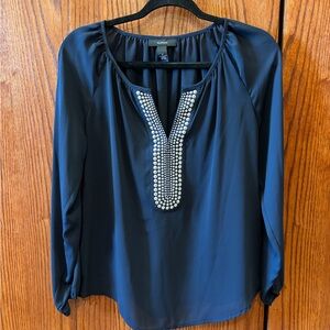 Alfani Midnight Blue Embellished Blouse